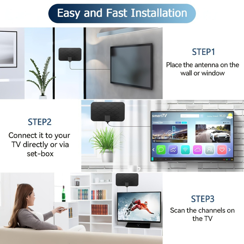 Piiriülese võrgu digitaaltelevisiooni antenn siseruumides kasutatav maapealne digitaalne HD-antenni võimendi 4K 1080P antenn