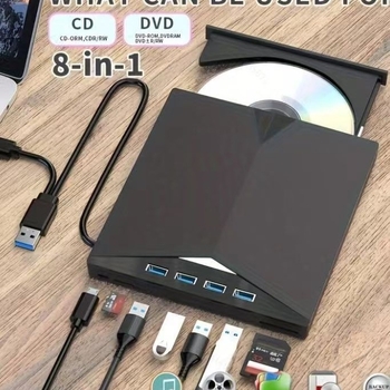 Unitate DVD externă USB ultra-subțire, nouă, cu atingere privată, cu cititor de carduri TPEC, direct din fabrică, universală pentru desktop