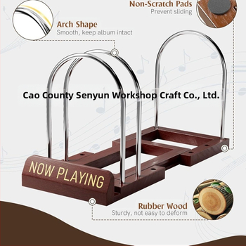 Fa háztartási asztali függőleges vinyl lemeztároló állvány Egyszerű irodai irattartó állvány CD-tároló állvány