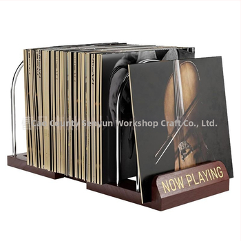 Fa háztartási asztali függőleges vinyl lemeztároló állvány Egyszerű irodai irattartó állvány CD-tároló állvány