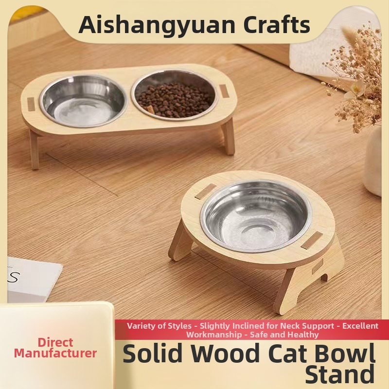 Kassitoidukauss Kassikauss Kassitoidukauss Löögikindel kaelakaitse Topeltkauss Kõrge jalaga kassi kaelakaitse Väikesele koerale Koera täispuidust toidukauss