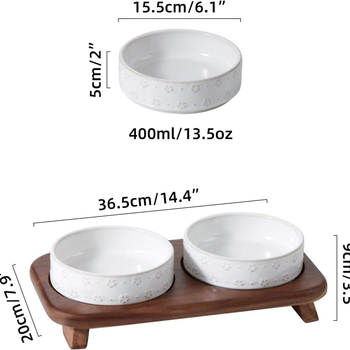 Kiváló minőségű kerámia domborműves nagy kapacitású csúszásmentes macskatál kutyatál kutyamosó macska itató dupla tál ételtartó