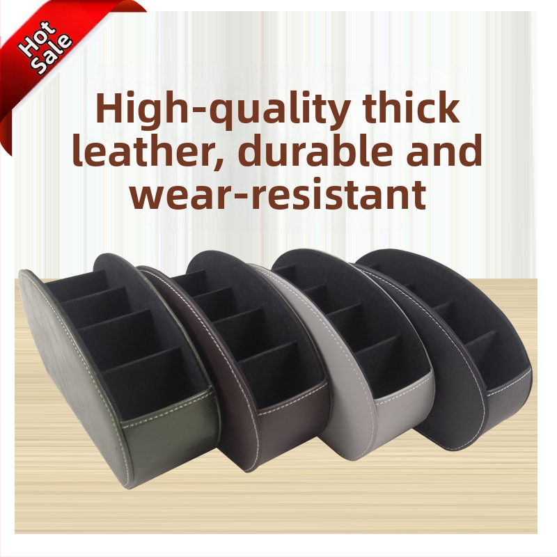 Gyári közvetlen értékesítésű bőr asztali tárolódoboz kozmetikumok tárolására és szervezésére szolgáló irodai multifunkcionális PU távirányítós tárolódoboz