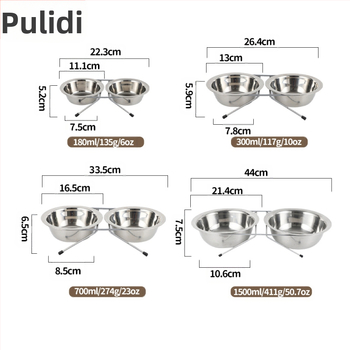 Macskatál rozsdamentes acélból készült kisállattál, határokon átnyúló, integrált dupla tál, nagykereskedelmi nyakvédő macskaeledel-tál, kisállat-kellékek, vas táltartó
