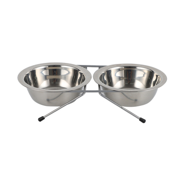 Macskatál rozsdamentes acélból készült kisállattál, határokon átnyúló, integrált dupla tál, nagykereskedelmi nyakvédő macskaeledel-tál, kisállat-kellékek, vas táltartó