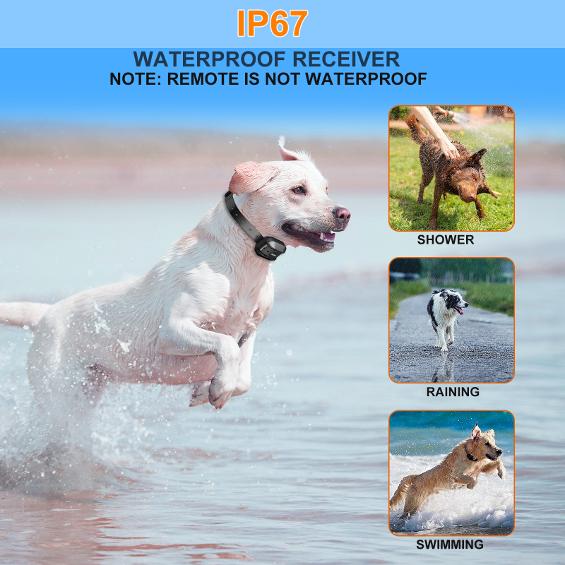 800 méteres távirányítós, újratölthető, vízálló kisállat-áramütés elleni nyakörv vibrációs kutyakiképző ugatásgátlóval