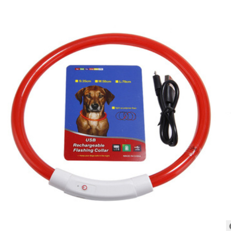 Világító nyakörv kutyáknak, kisállat nyakörv, kutyanyakörv, PVC száloptikai nyakörv, USB töltős, LED-es világító kutyanyakörv