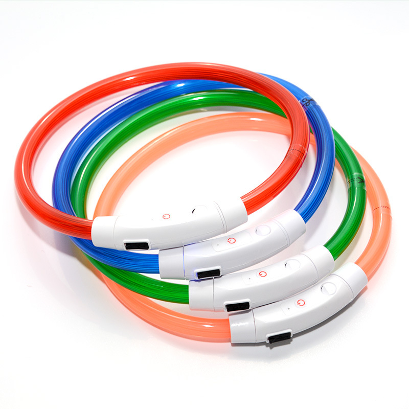 Világító nyakörv kutyáknak, kisállat nyakörv, kutyanyakörv, PVC száloptikai nyakörv, USB töltős, LED-es világító kutyanyakörv
