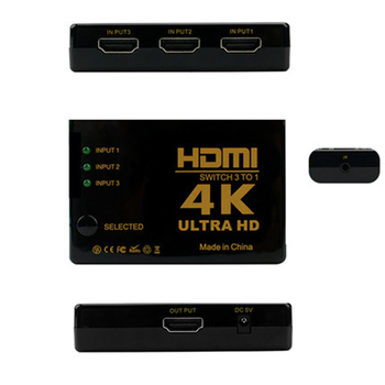 Tehase kohapealne HDMI-lüliti 3 sisendit 1 väljundit 4K kaugjuhtimispuldiga infrapunalüliti 3 sisendit 1 väljundit 3 lõiget 1