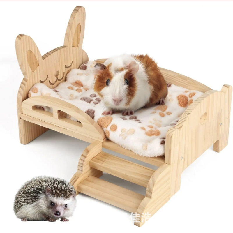 Täispuidust hamstrivoodi Loomatarbed Mini Hamsteri Villa Väikese Küüliku ja Meriseavoodi Treppidega Igaks Aastaks