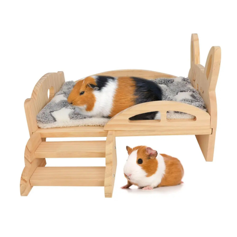 Täispuidust hamstrivoodi Loomatarbed Mini Hamsteri Villa Väikese Küüliku ja Meriseavoodi Treppidega Igaks Aastaks