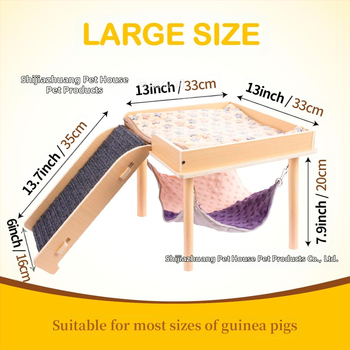 Ξύλινο κρησφύγετο για ινδικά χοιρίδια με σκάλα και αιώρα, σαλέ για μικρά κατοικίδια, αιώρα για χάμστερ, βιότοπος χάμστερ