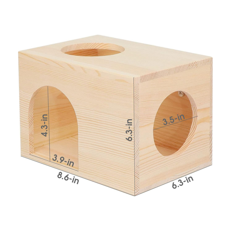 Puidust hamstri vältimispesa, väikese lemmiklooma nahk, täispuidust, kahe auguga, väikese lemmiklooma puidust maja, kuldne karu Totoro vältimismaja