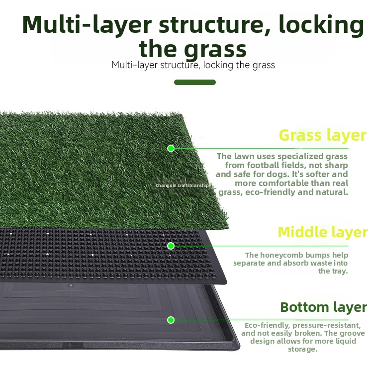Трансгранична гранулирана тоалетна за кучета за големи, средни и малки тревни площи, трислойна тоалетна за кучета с фиксирана точка за обучение, фалшива тоалетна за тревни площи