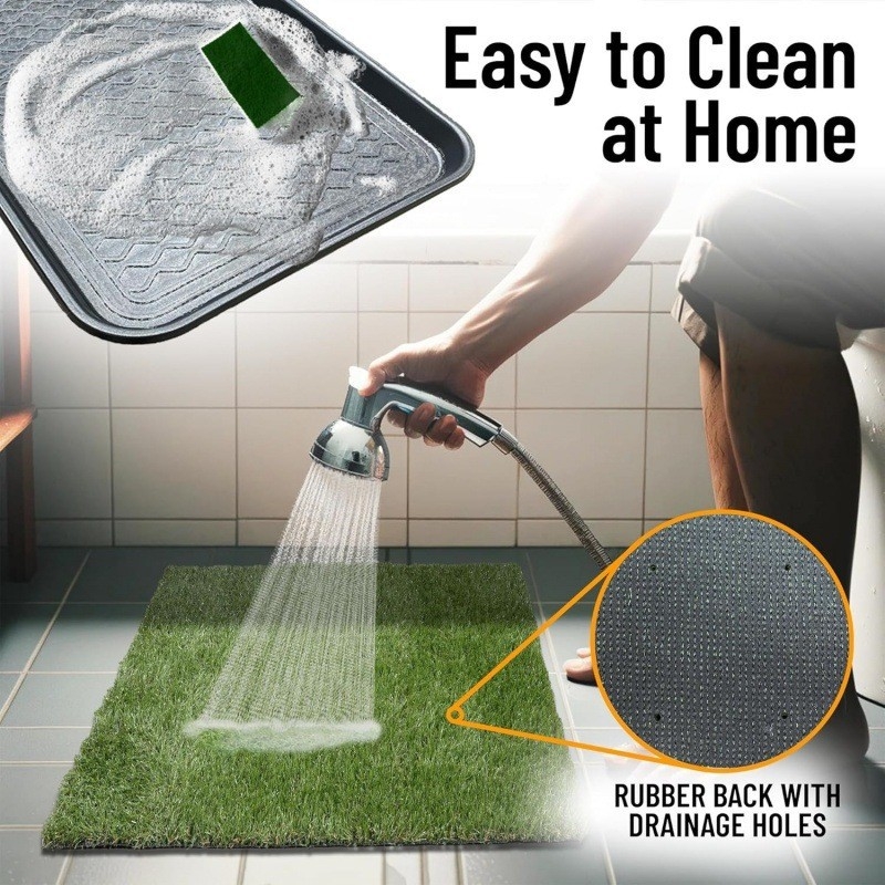 CrossBorder kutyavécé, nagy, kétszintes tálca gyepszőnyeggel és vizeletpárna-párnával, mosható, utánzott fű kutyavécé