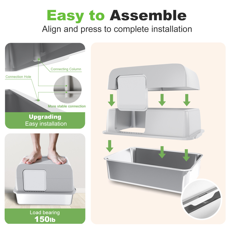 Extra nagy, zárt, rozsdamentes acél macskaalom doboz szag- és fröccsenésgátlóval
