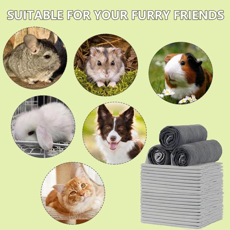 Piiriülene uus küüliku mähkmepadi väikesele lemmikloomale hamstrile mähkmepadi bambusest söega liim imav ühekordne mähkmepadi