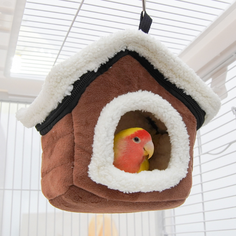 Kisállatfészek kellékek pamut fészek szélálló stabil levehető és mosható madár kisállat téli meleg papagájház hidegálló teljes hálós szőr
