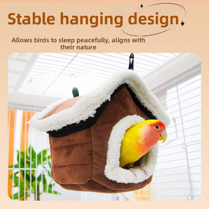 Kisállatfészek kellékek pamut fészek szélálló stabil levehető és mosható madár kisállat téli meleg papagájház hidegálló teljes hálós szőr