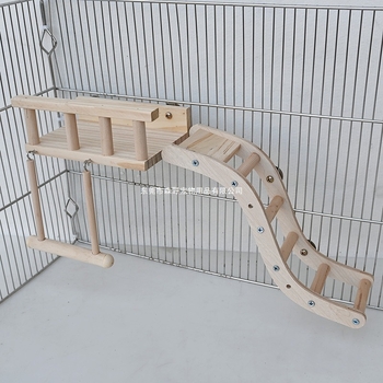 Σετ 3 τεμαχίων με είδη για παπαγάλους, φράχτη, πλατφόρμα, σκάλα, συνδυασμό κούνιας, παιχνίδια αναρρίχησης σε κλουβί πουλιών, διασυνοριακοί κατασκευαστές σε απόθεμα