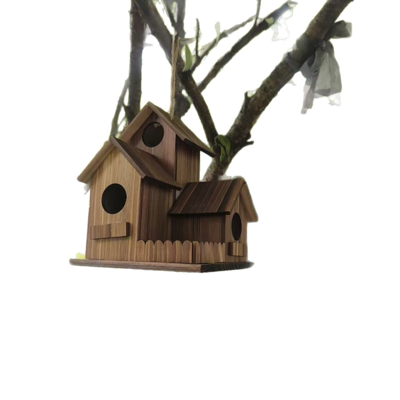 2025 Határokon átnyúló, nagy eladású tömörfa madárkalitka, madáretető, faház, madárfészek, kültéri madárfészek, 3 szoba (közvetlen gyári értékesítés)