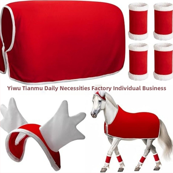 5 pct/6 pct Коледен костюм за кон, опаковка за конски крак, подложка за седло Snata за празнични парти консумативи