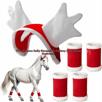 5 pct/6 pct Коледен костюм за кон, опаковка за конски крак, подложка за седло Snata за празнични парти консумативи