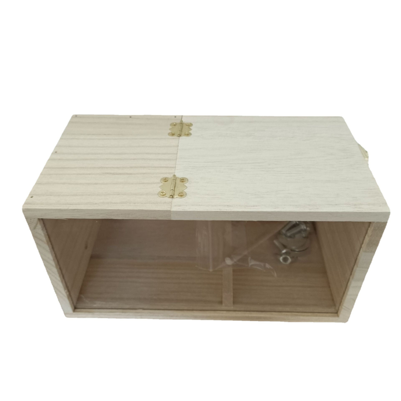 Új kültéri kerti dekorációs madárház, átlátszó, vizuális, fekete széllel díszített hullámos papagáj, fa tenyészdoboz, nagy, közepes és kis madárfészek