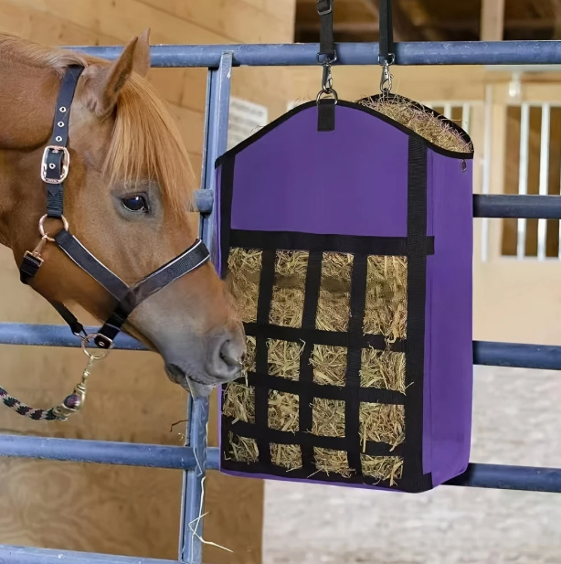 Naujas didelės talpos tarpvalstybinis arklių reikmenų šėrimo krepšys šieno krepšys nešiojamas arklių žolės krepšys sausos žolės laikymo krepšys