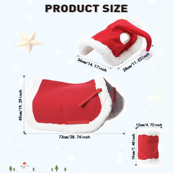 Σετ 6 τεμαχίων από το εργοστάσιο, χριστουγεννιάτικο καπέλο αλόγου με πόδι αλόγου, χειμωνιάτικο ζεστό μαξιλάρι σέλας αλόγου, με δυνατότητα προσθήκης εκτύπωσης λογότυπου