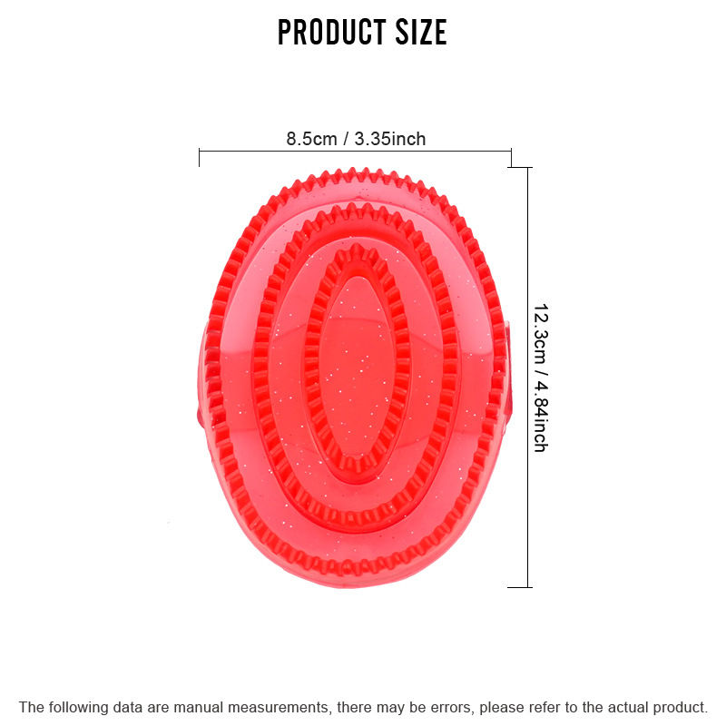 Hobuse puhastushari, lemmikloomade suplemise kummist hari, PVC materjalist hobuse fluorestseeruv massaažihari suur suurus