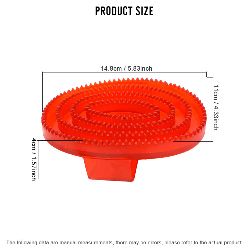 Hobuse puhastushari, lemmikloomade suplemise kummist hari, PVC materjalist hobuse fluorestseeruv massaažihari suur suurus