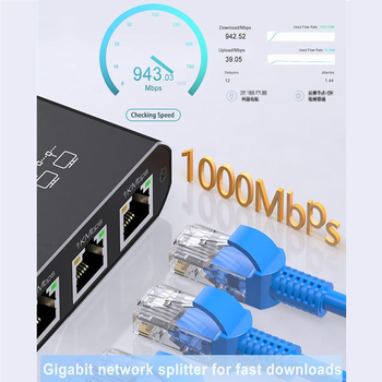 Gigabitu tīkla sadalītājs Viena līdz četru tīkla sadalītājs Rj45 tīkla sadalītājs Tīkla pārsūtīšanas sadalītājs