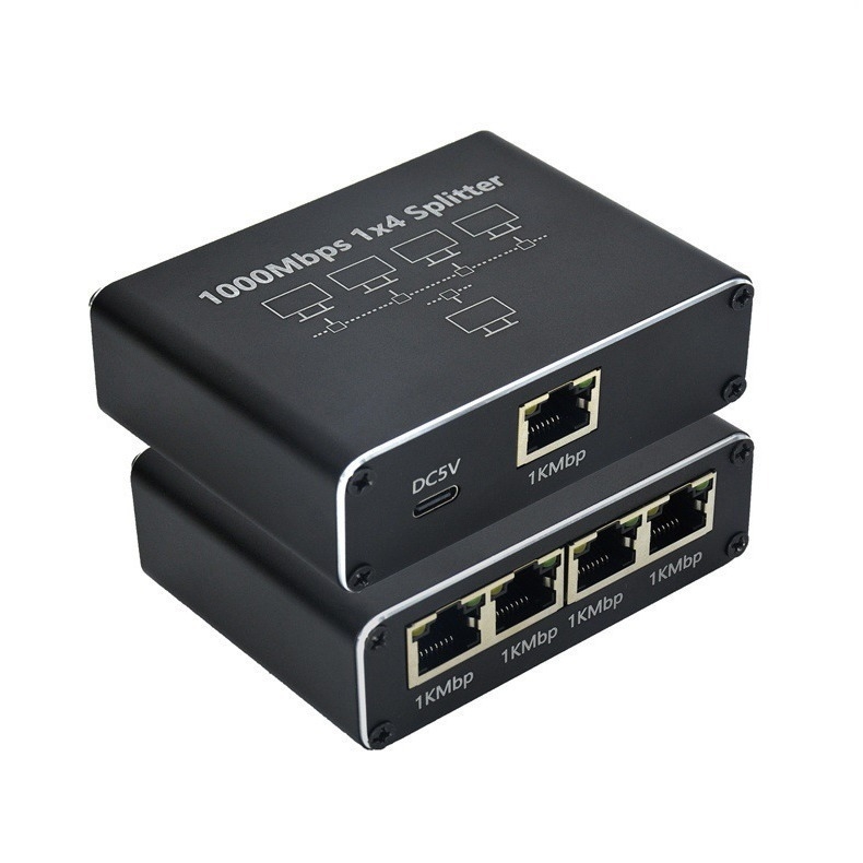 Gigabitu tīkla sadalītājs Viena līdz četru tīkla sadalītājs Rj45 tīkla sadalītājs Tīkla pārsūtīšanas sadalītājs