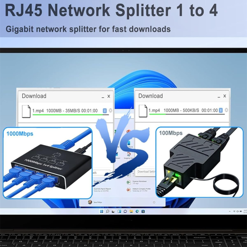 Gigabitu tīkla sadalītājs Viena līdz četru tīkla sadalītājs Rj45 tīkla sadalītājs Tīkla pārsūtīšanas sadalītājs