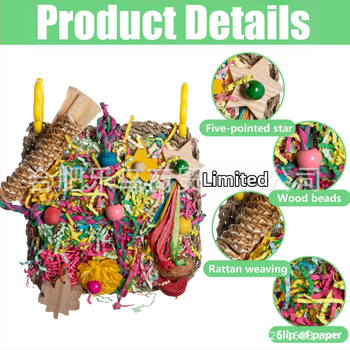 Papagoi hammustuse mänguasi linnutarbed vee rohuvõrk paberist siidist puuviljad maisilehe hammustuse mänguvõrk ronimisvõrk