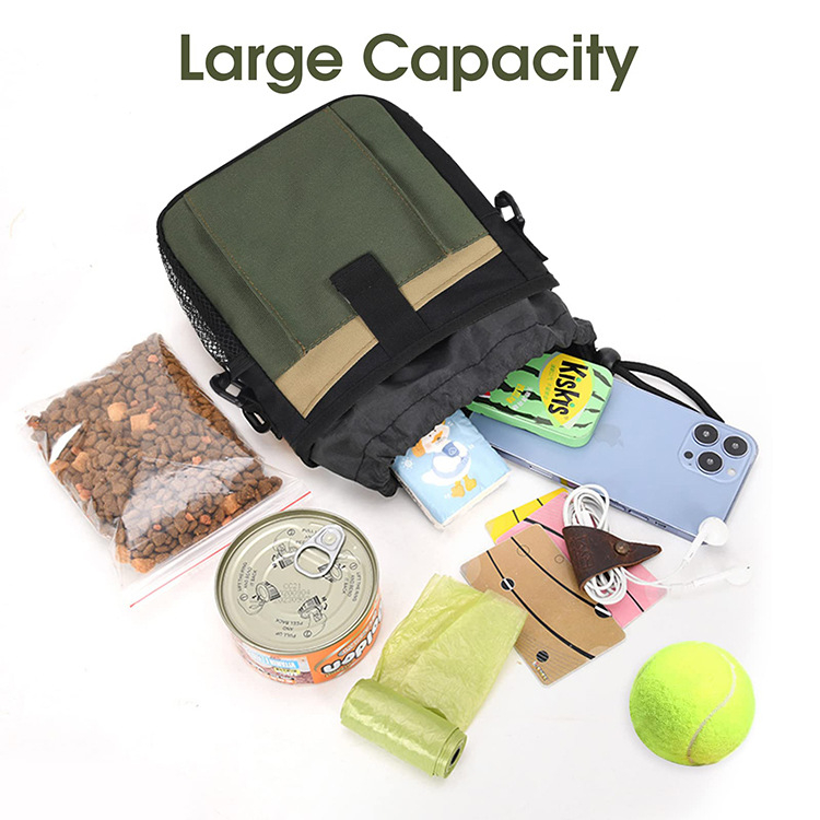 Testreszabott logóval ellátott, tartós kisállat-etető táska, kutyakiképző táska, uzsonnás táska, kültéri kutyaeledel-táska, keresztpántos táska