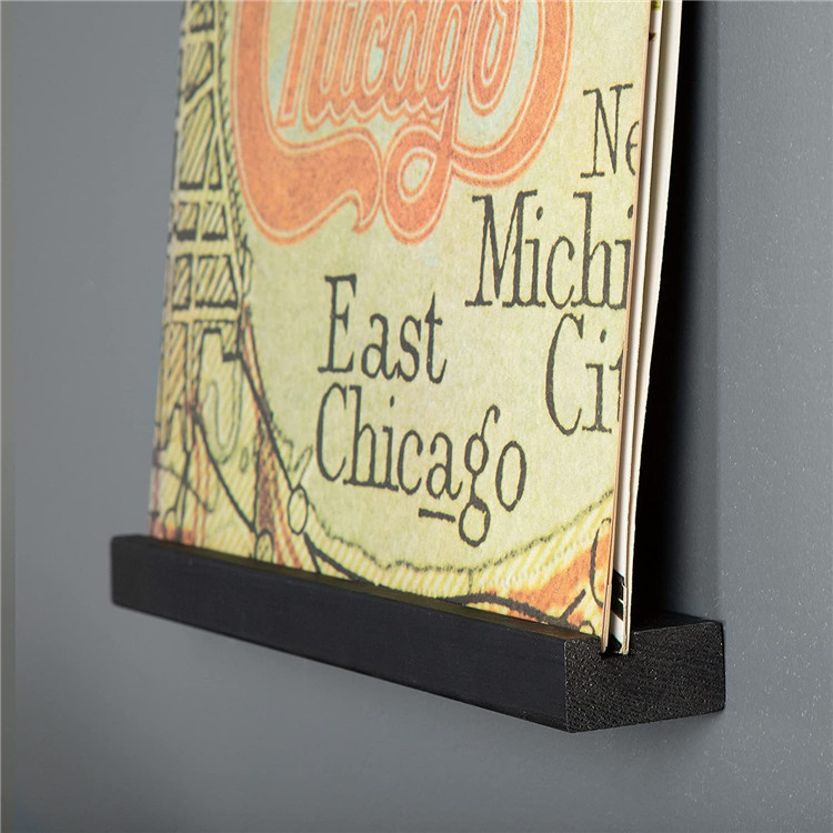 Tömörfa fali lemeztartó, fali poszteralbum-kiállító állvány, lakberendezési festménypolc