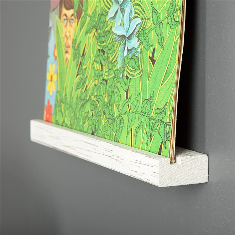 Tömörfa fali lemeztartó, fali poszteralbum-kiállító állvány, lakberendezési festménypolc