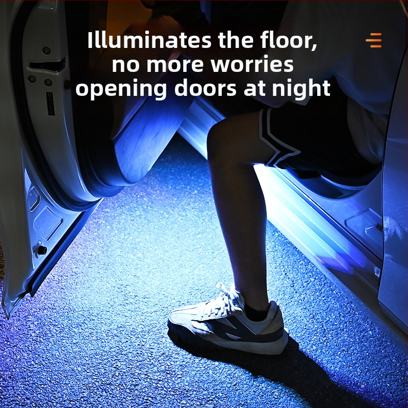 Предупредителна светлина за автомобил, светлина против сблъсък, осветление на вратата без окабеляване, цветна мигаща LED амбиентна светлина, дизайн без окабеляване
