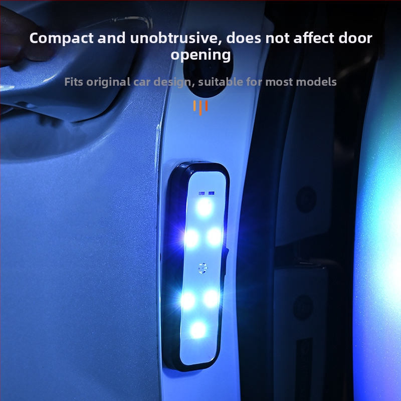 Предупредителна светлина за автомобил, светлина против сблъсък, осветление на вратата без окабеляване, цветна мигаща LED амбиентна светлина, дизайн без окабеляване