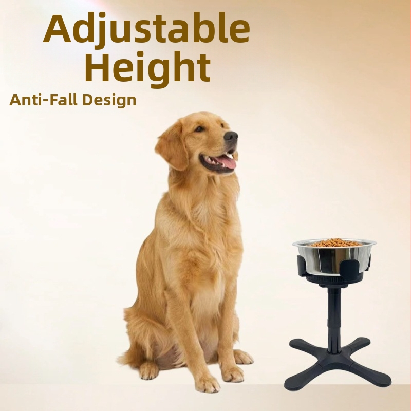 A határokon átnyúló, kutyatáptartó konzol felemelhető és leengedhető, így beállítható az ütésálló dőlésszög, egyszínű rozsdamentes acél tállal