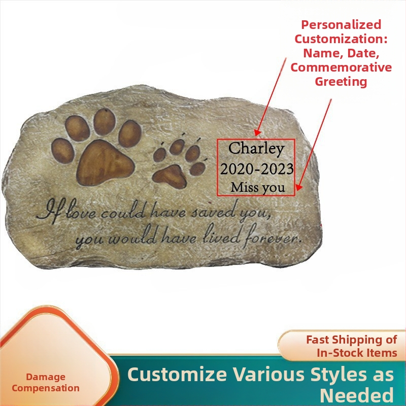 Amazon εξατομικευμένη λέιζερ UV τυπωμένη αναμνηστική επιτύμβια στήλη για κατοικίδια εξωτερικού χώρου κήπου ρητίνη στολίδια κήπου