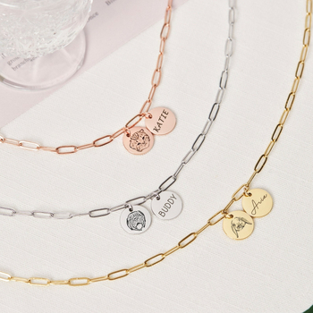 Ευρωπαϊκό και Αμερικανικό Διασυνοριακό Νέο Εξατομικευμένο Κολιέ με Στρογγυλή Μάρκας για Κατοικίδια, Κολιέ με Κρεμαστό Κολιέ για Ζευγάρια από Ανοξείδωτο Ατσάλι, Χάραξη με Λέιζερ