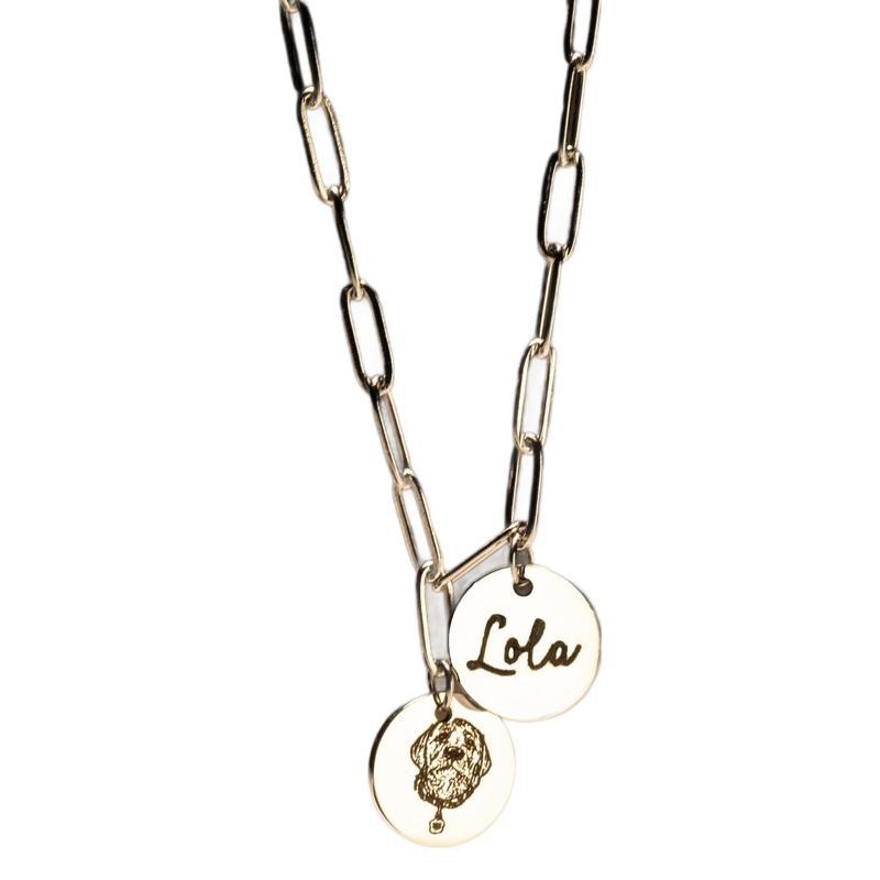 Európai és amerikai határokon átnyúló új, személyre szabott, kisállat-kerek márkájú nyaklánc rozsdamentes acélból készült lézergravírozással készült medál páros nyaklánc