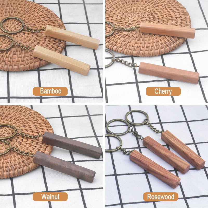 Fa karácsonyi ajándék tömörfa kulcstartó faragott kreatív fából készült kézműves üres fa kulcstartó