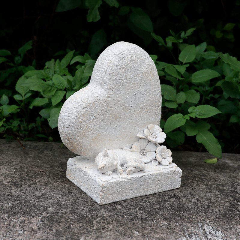 Határokon átnyúló gravírozott új szív alakú macska sírkő kreatív dekorációs dísz utánzott kő gyanta kézműves