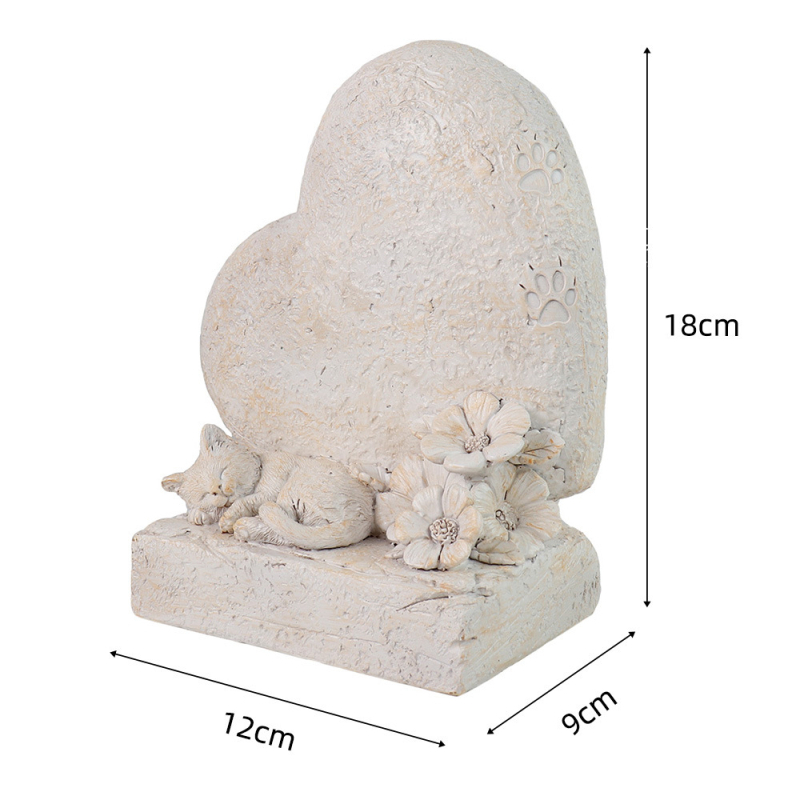 Határokon átnyúló gravírozott új szív alakú macska sírkő kreatív dekorációs dísz utánzott kő gyanta kézműves