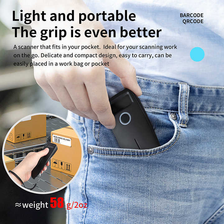 Väliskaubanduse eksport W7 Bluetooth-skannerpüstol kahemõõtmelise koodi traadita skannerpüstol supermarketi logistika ekspress QR-skanner