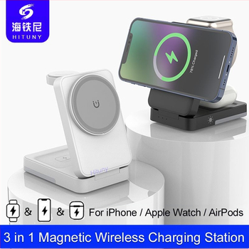 Naujas sulankstomas magnetinis siurbimo trijų viename belaidis įkroviklis su naktine lempute, vertikalus greitas įkrovimas, skirtas „Apple“ mobiliųjų telefonų belaidžiam įkrovimui.